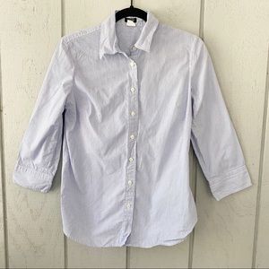 J Crew Pinstripe Quarter Sleeve Button Down Shirt